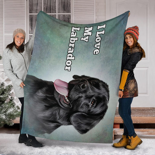 I Love My Labrador Premium Fleece Blanket