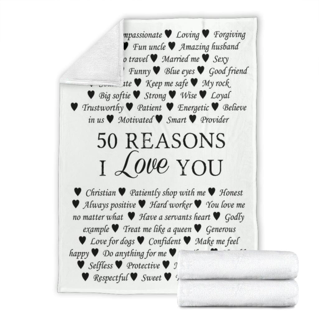 To Husband 50 Reasons Premium Fleece Blanket