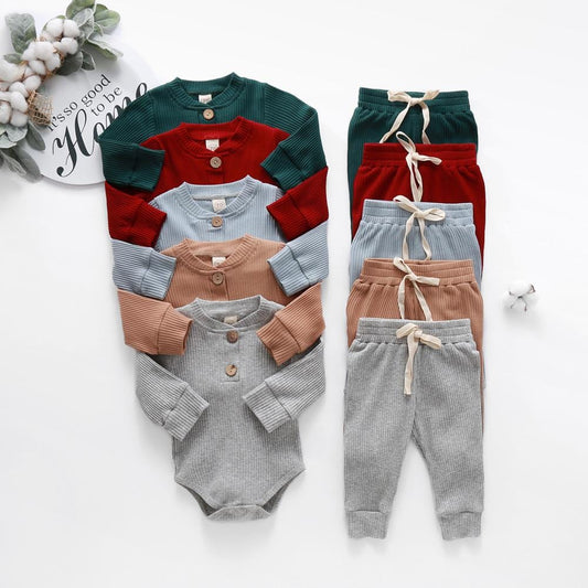 Two Piece Autumn Ribbed Clothing Set