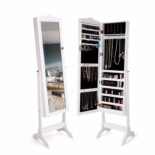 Mirrored Lockable Jewelry Cabinet