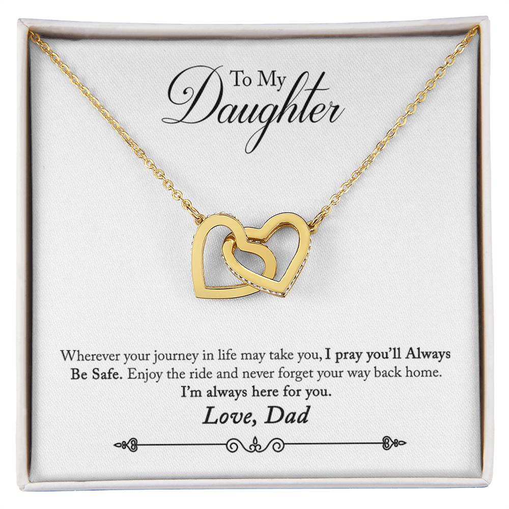 From Dad To Daughter: Be Safe - Interlocking Hearts Pendant Necklace