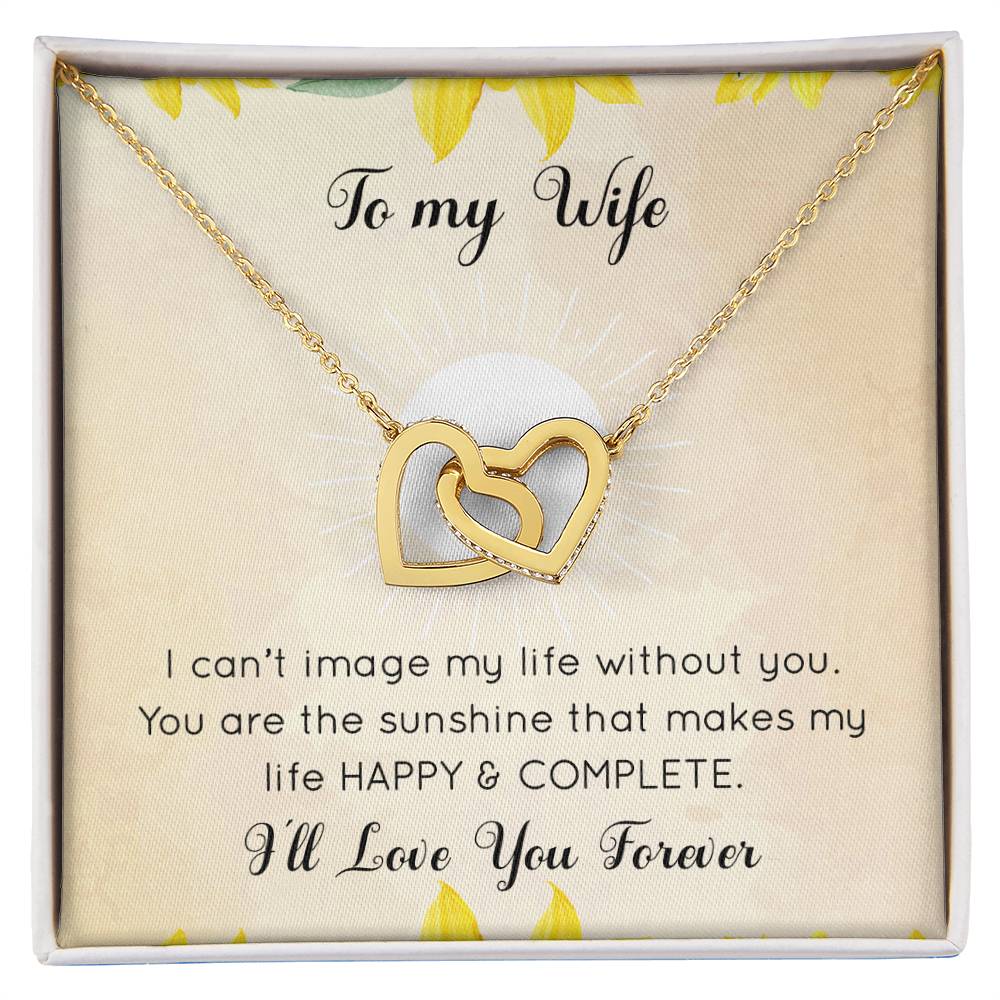 To Wife - Happy And Complete - Interlocking Hearts - Love Necklace