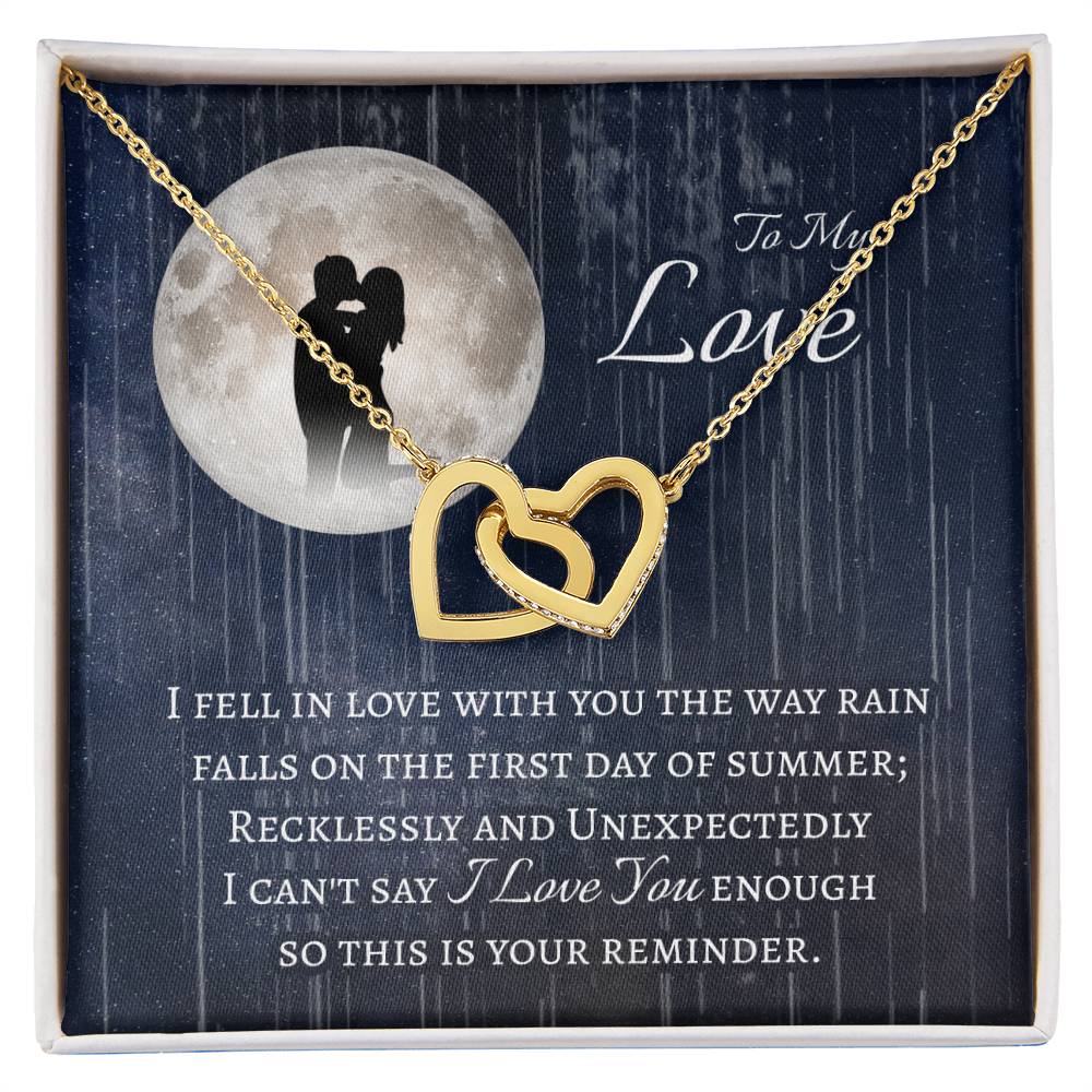 Fell In Love In The Rain - Interlocking Hearts - Love Necklace