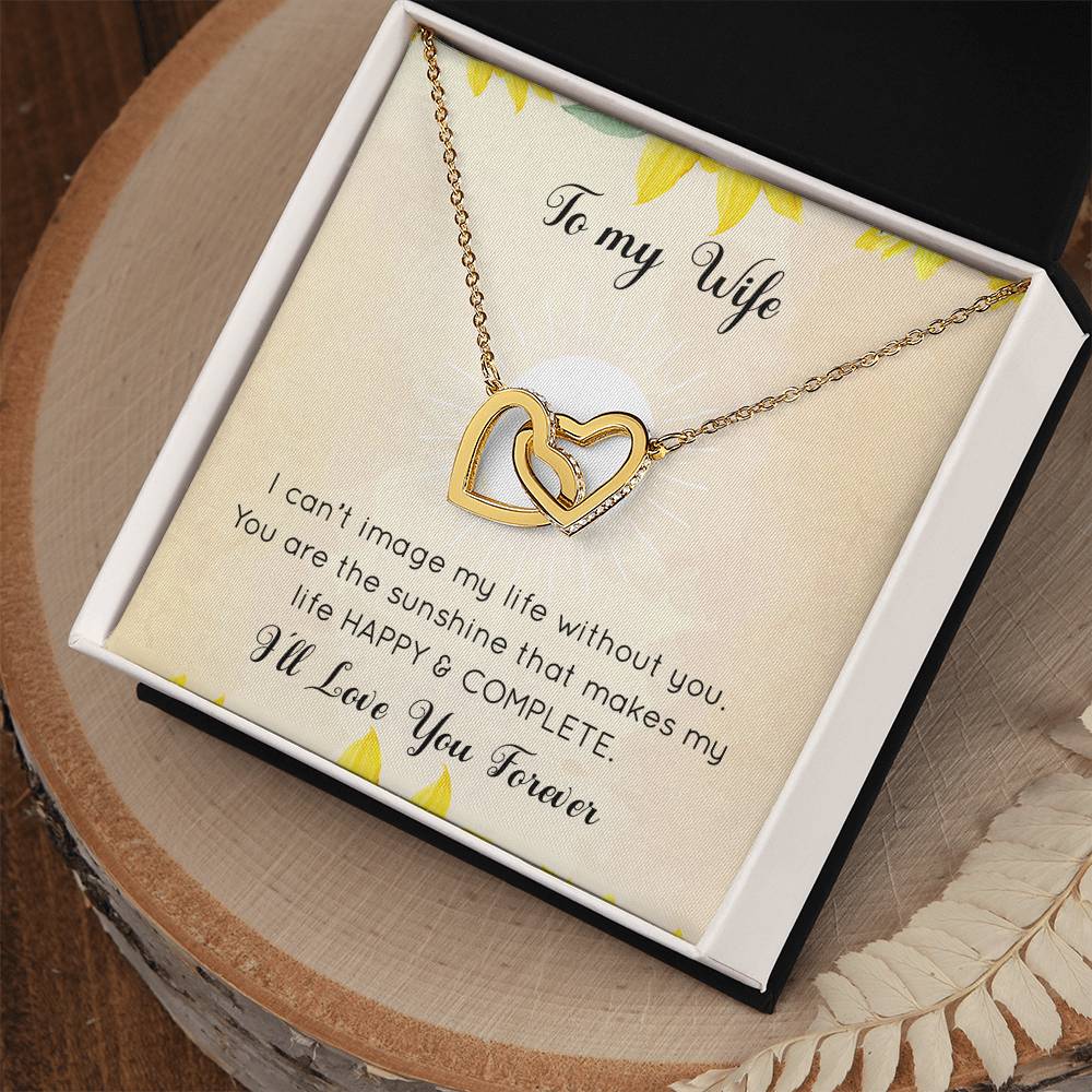 To Wife - Happy And Complete - Interlocking Hearts - Love Necklace