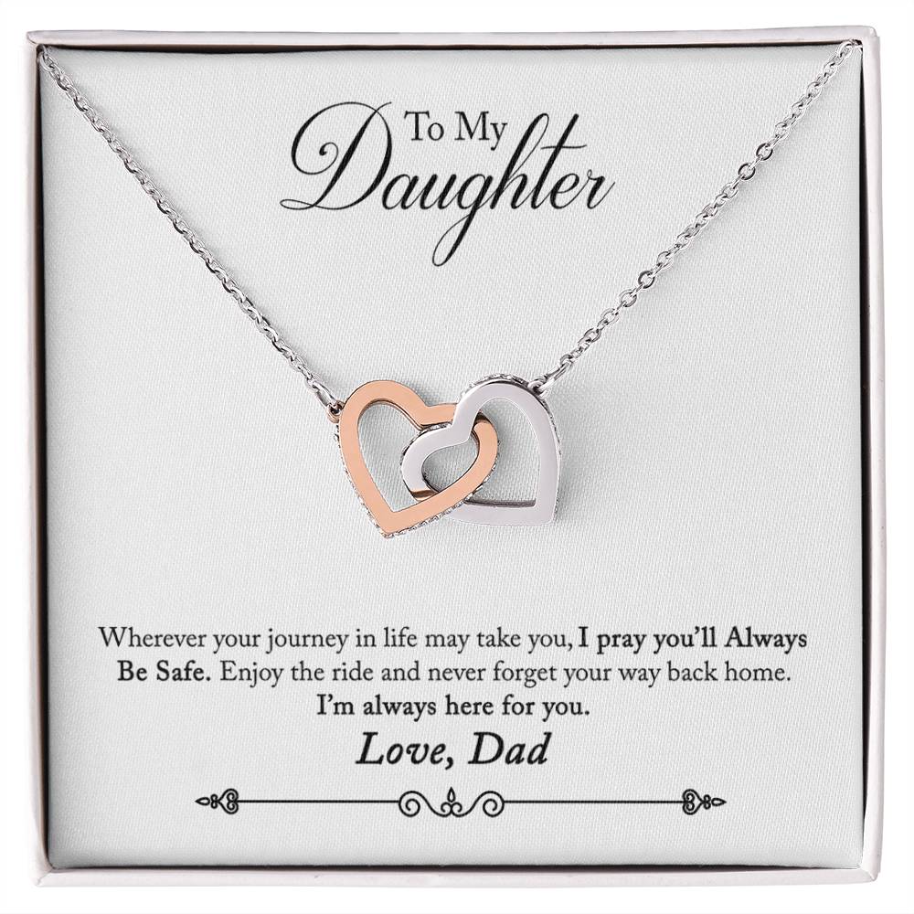 From Dad To Daughter - Interlocking Hearts Pendant Necklace