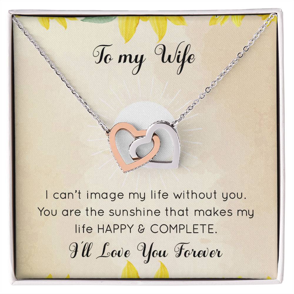 To Wife - Happy And Complete - Interlocking Hearts - Love Necklace