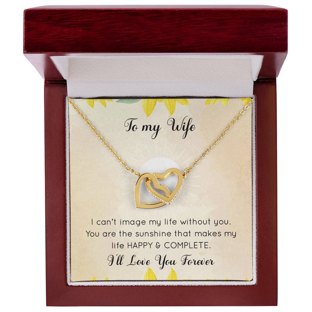 To Wife - Happy And Complete - Interlocking Hearts - Love Necklace