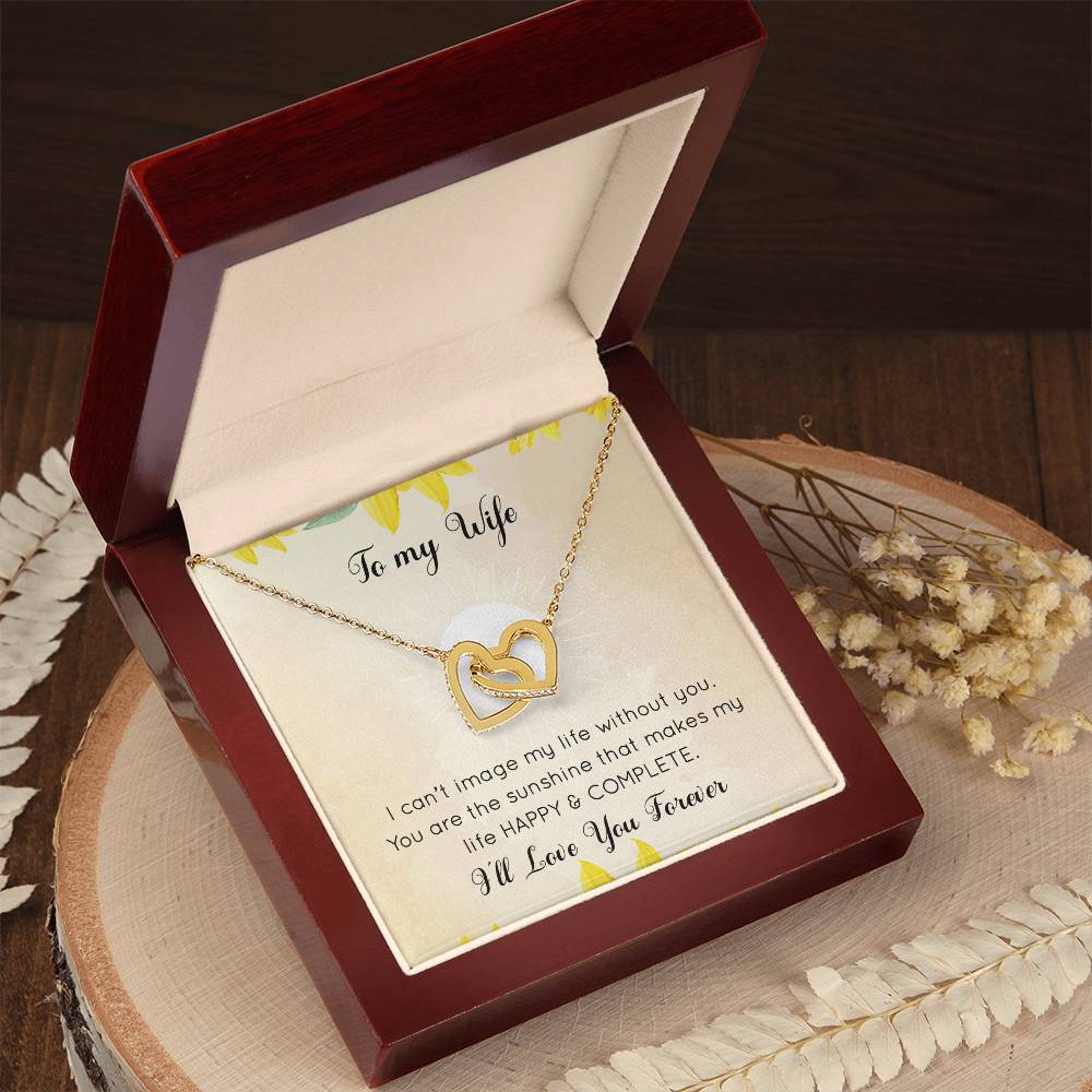 To Wife - Happy And Complete - Interlocking Hearts - Love Necklace