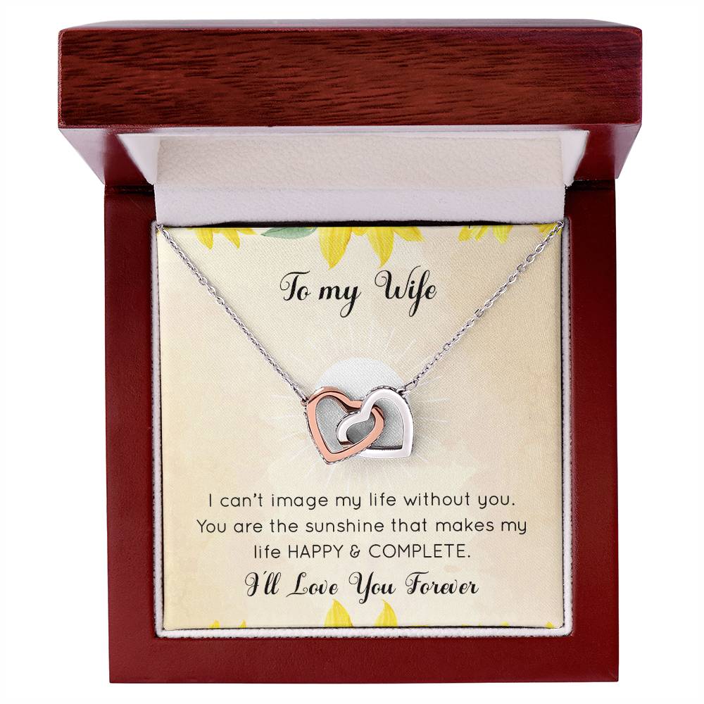 To Wife - Happy And Complete - Interlocking Hearts - Love Necklace