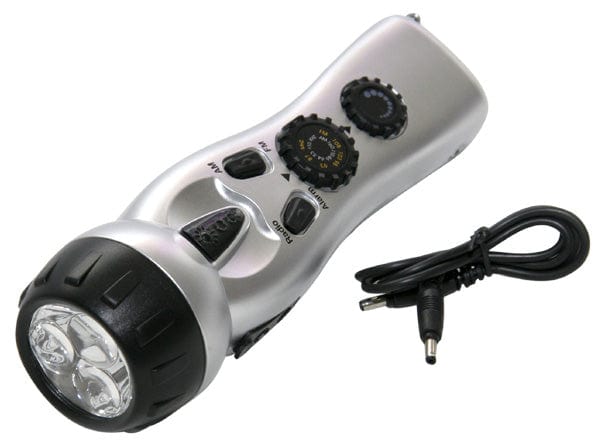 Flashlight With Am/fm Radio, Siren, And Cell Phone Charger