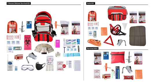 Preparedness Package 1 (1 Person Deluxe Kit, Auto Kit and Survival Mini)