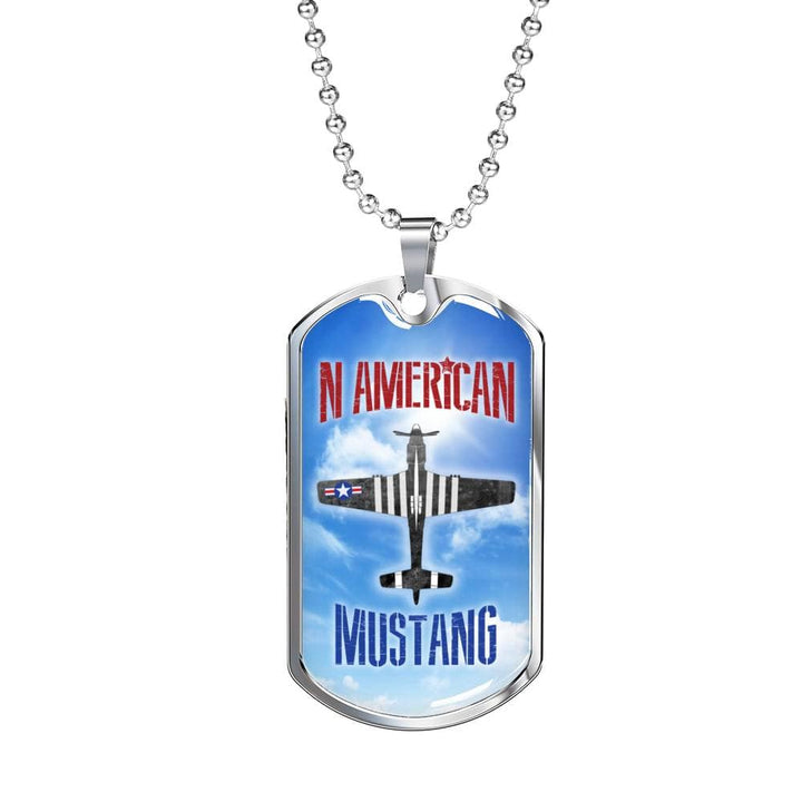 "N American Mustang" Dog Tag And Chain - Engraving & Gold Options!