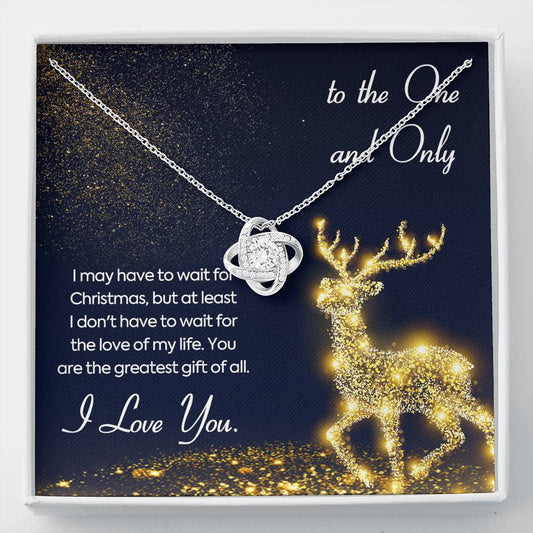 One And Only - Love Knot Necklace - Lighted Mahogany Style Box Option