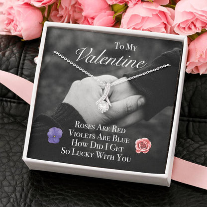 Valentine - Alluring Beauty Necklace - Lighted Mahogany Style Box Option