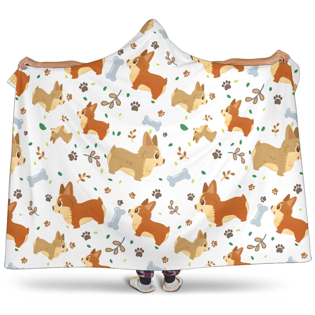 Cute Corgi Dogs Hooded Blanket