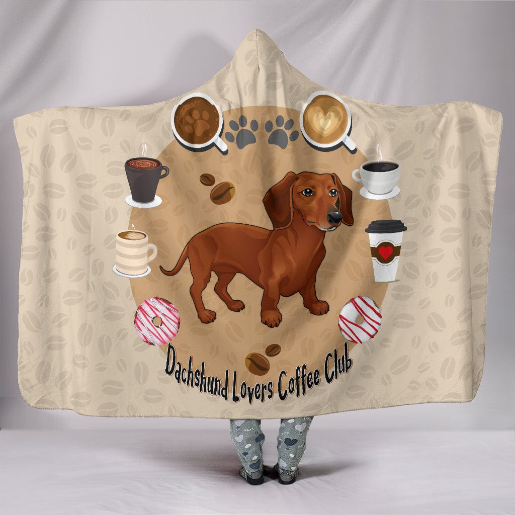 Dachshund Lovers Coffee Club Hooded Blanket