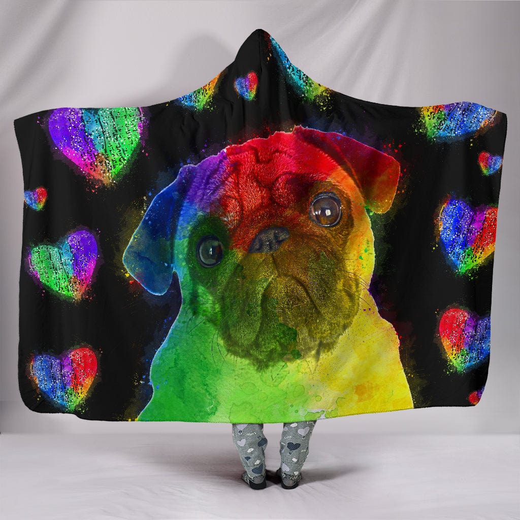 Love Pug Hooded Blanket