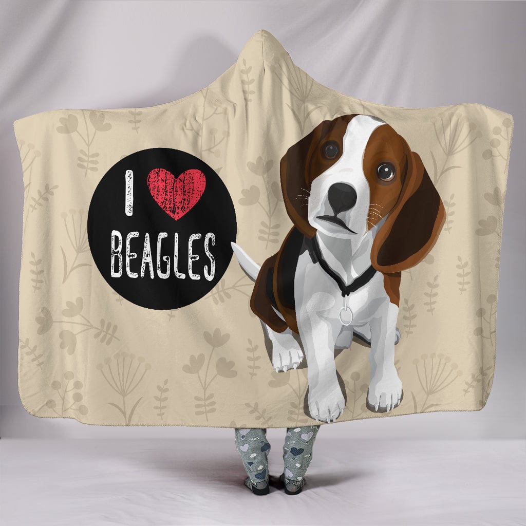 I Love Beagles Hooded Blanket