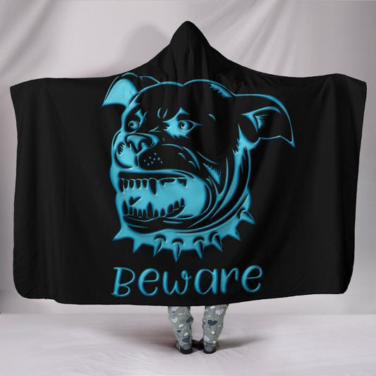 Beware of Pitbull Hooded Blanket