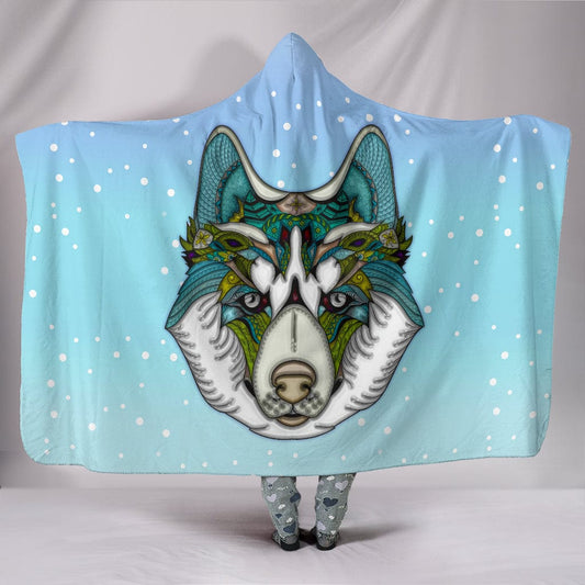 Friendly Husky Hooded Blanket