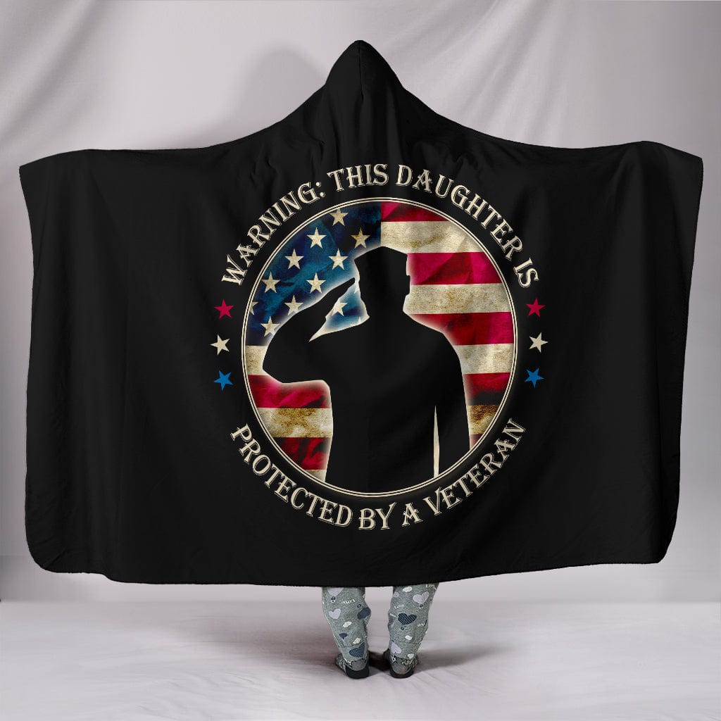 Daughter Protected By Veteran Hooded Blanket