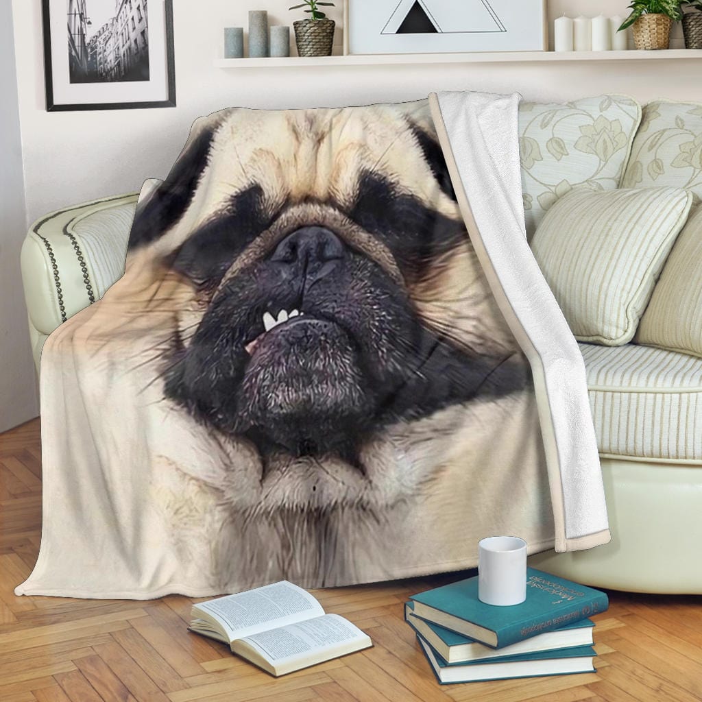 Funny Dog Face Premium Fleece Blanket