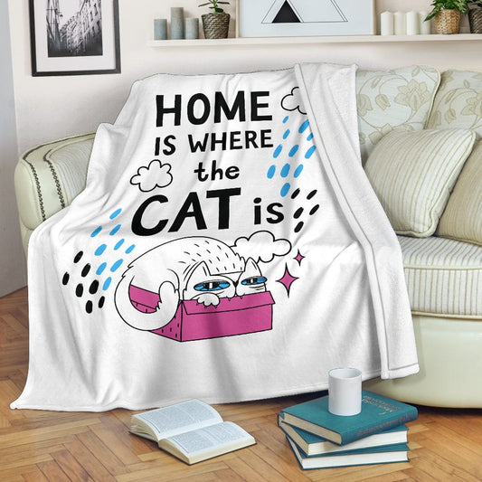 Home Cat Premium Fleece Blanket