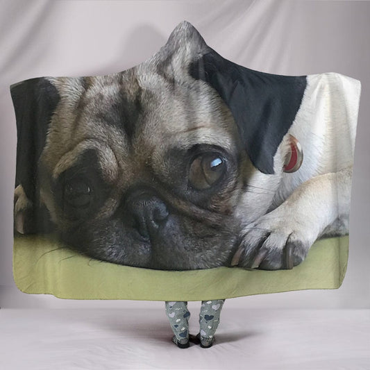 Pug Lounging Hooded Blanket