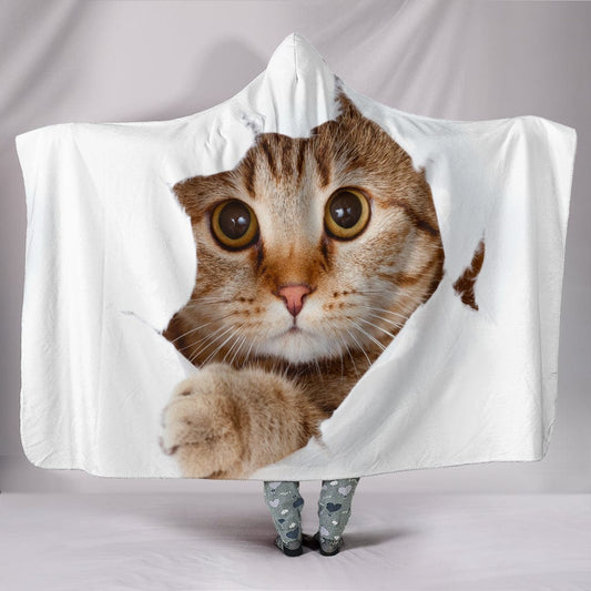 Hiding Cat Hooded Blanket