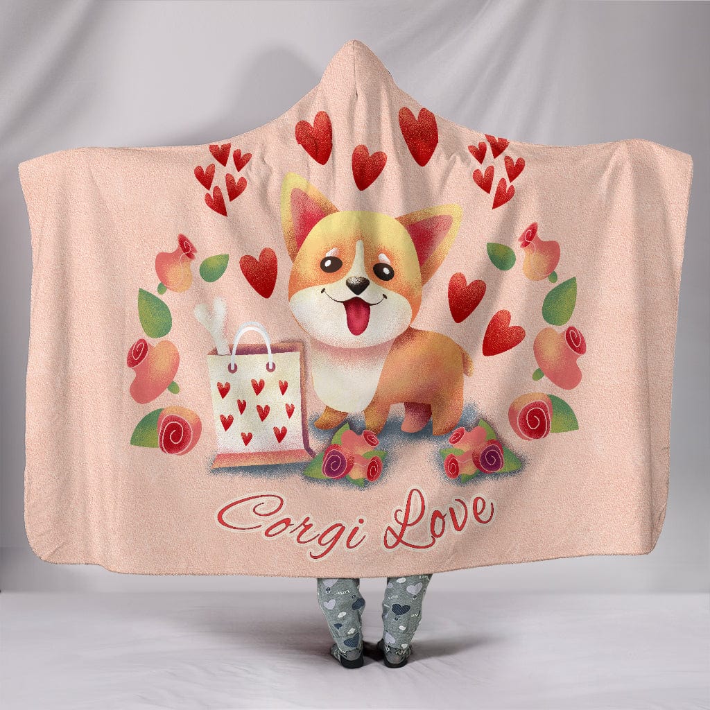 Corgi Love Hooded Blanket