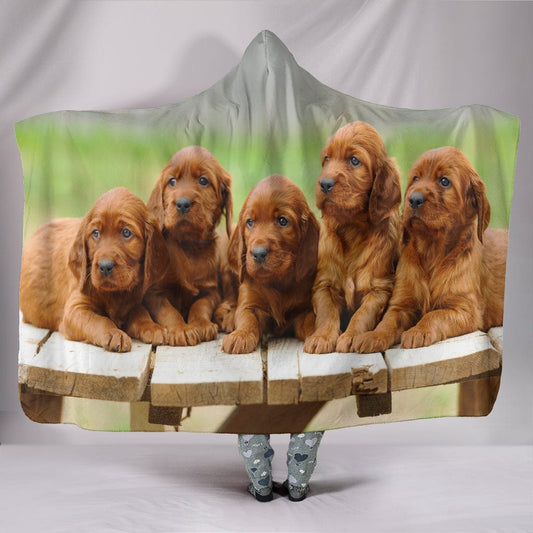 Puppies Hooded Blanket