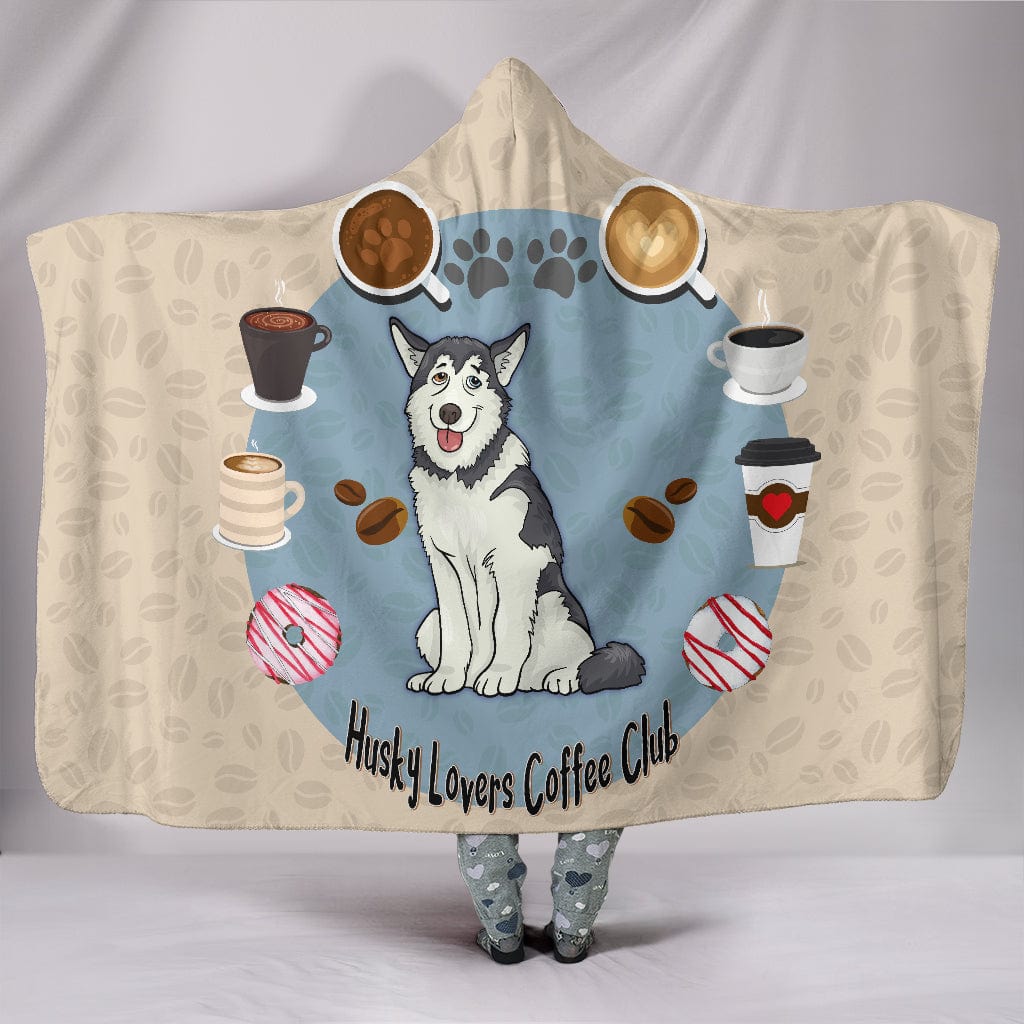 Husky Lovers Coffee Club Hooded Blanket