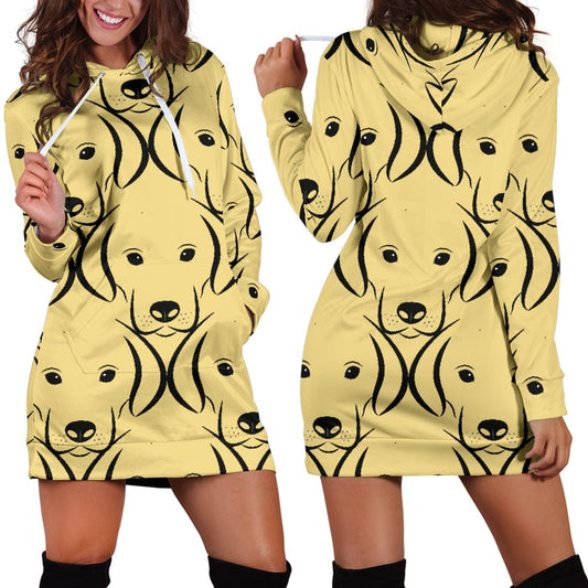 Labrador Face Pattern Hoodie Dress