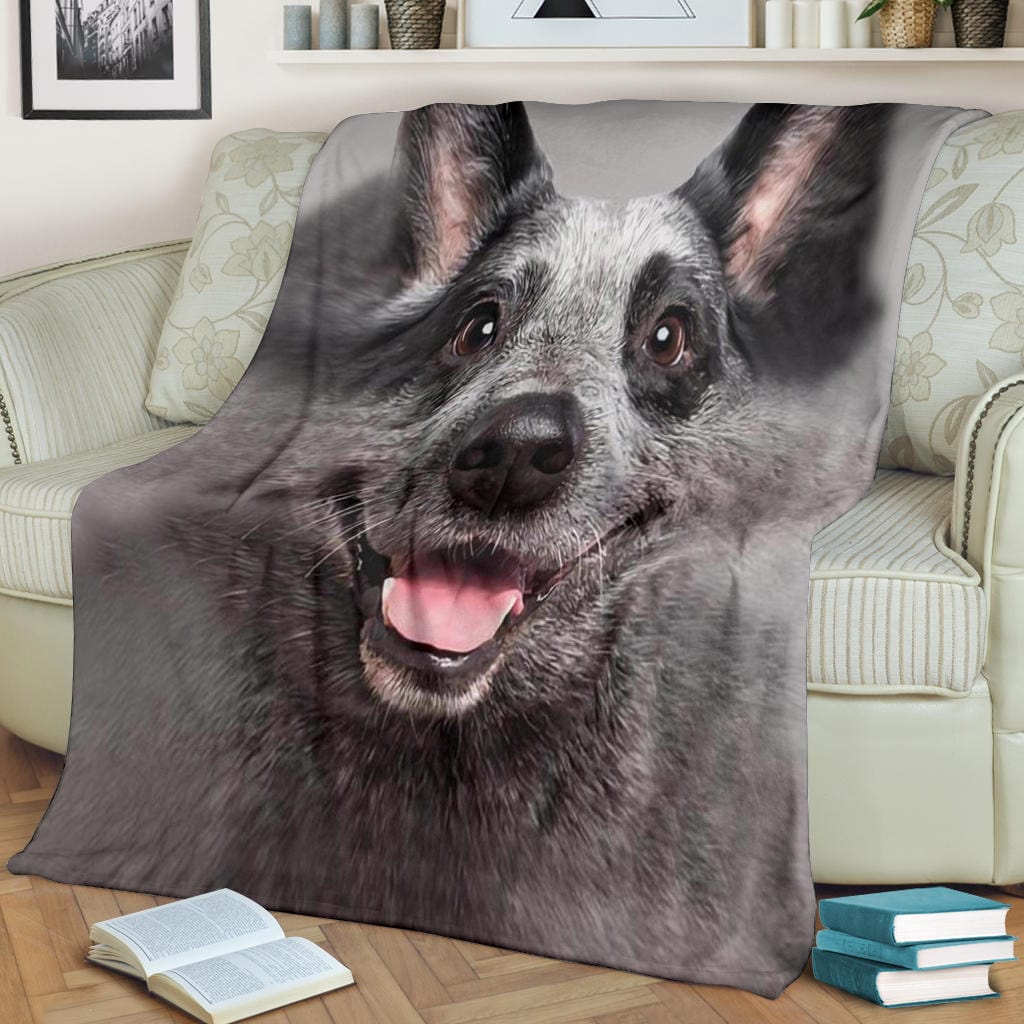 Smiling Dog Face Premium Fleece Blanket