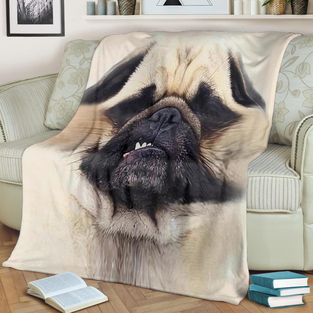 Funny Dog Face Premium Fleece Blanket