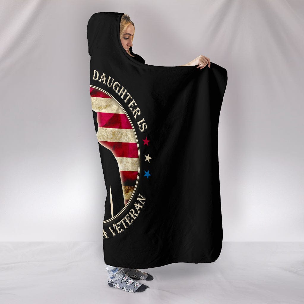 Daughter Protected By Veteran Hooded Blanket