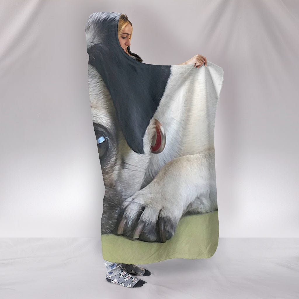 Pug Lounging Hooded Blanket