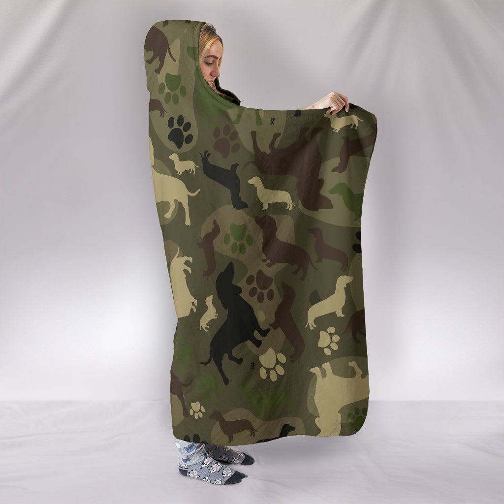 Dachshund Camo Hooded Blanket