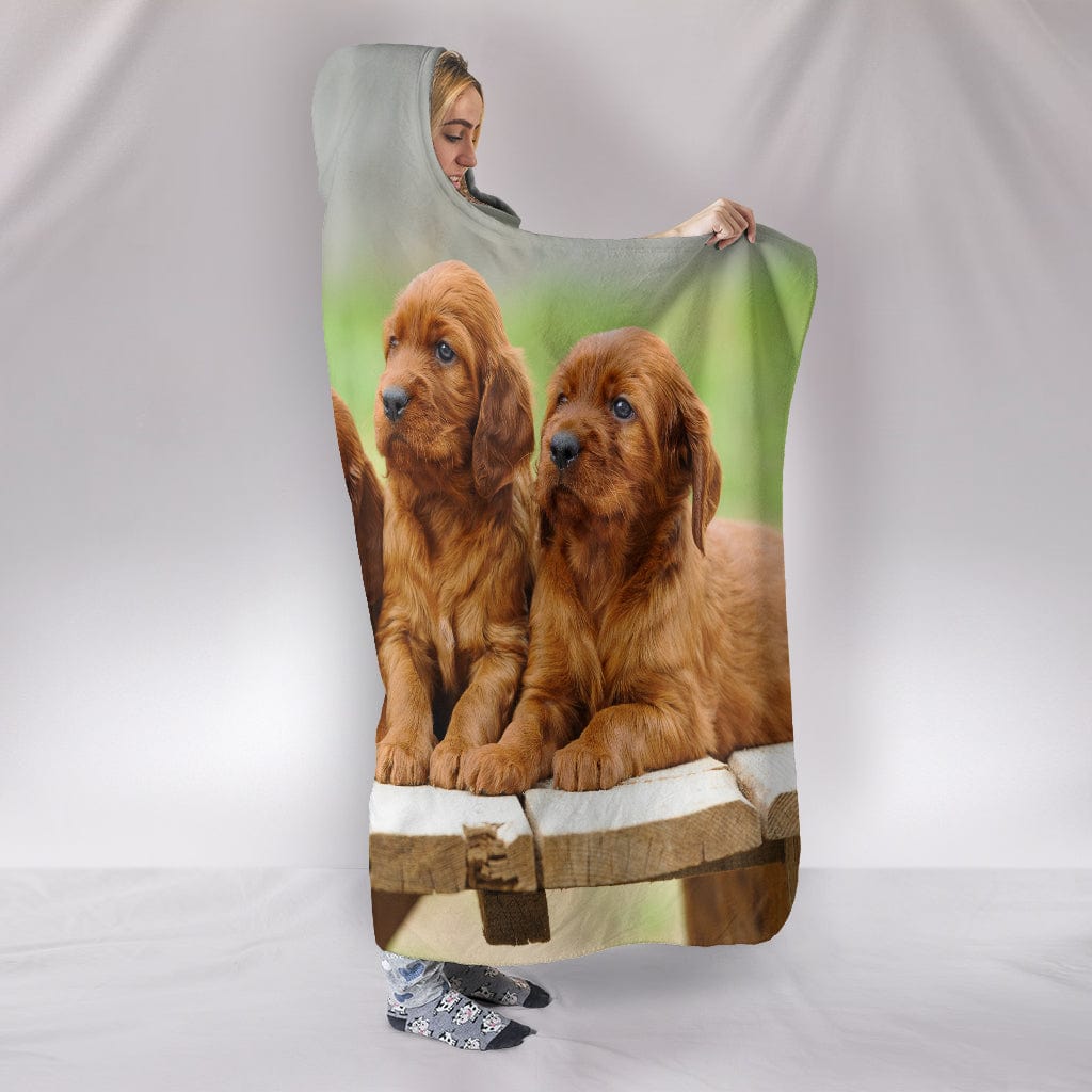 Puppies Hooded Blanket