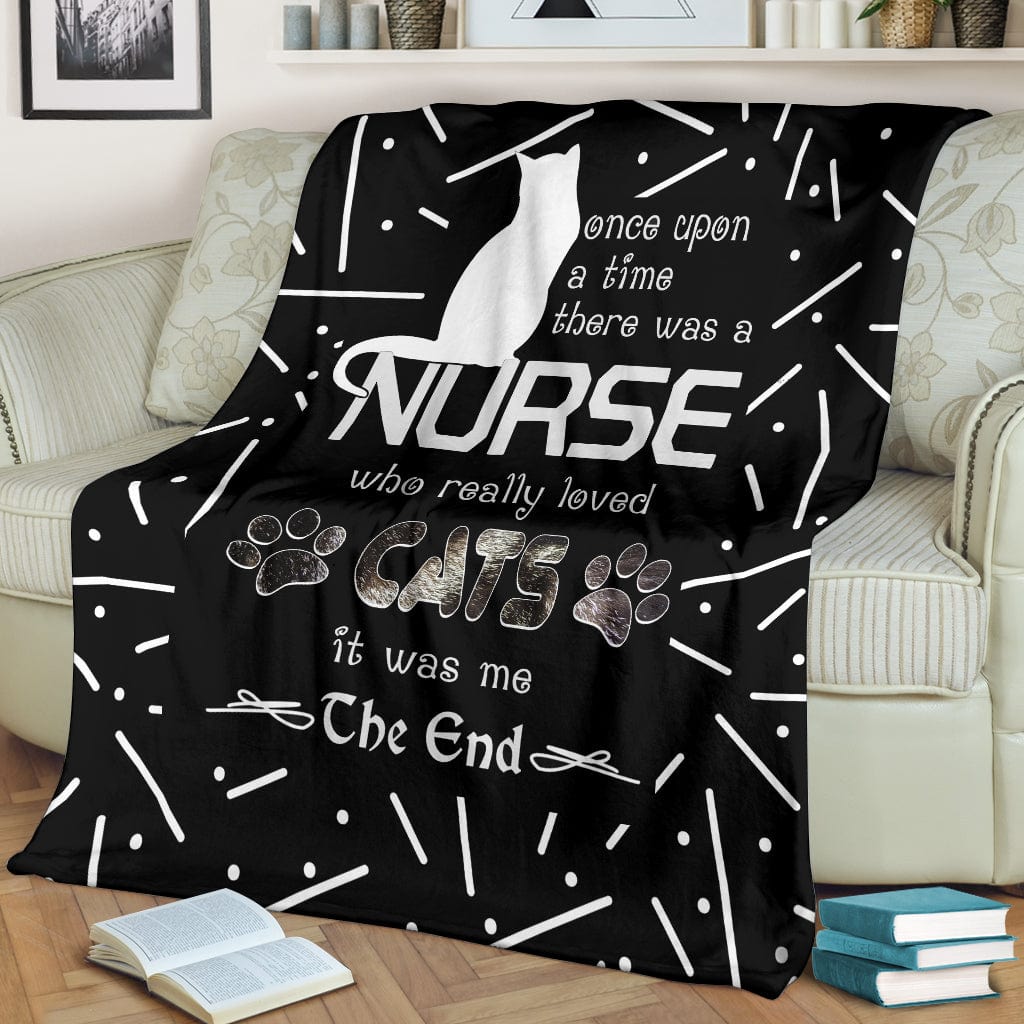 Cat Lover Nurse Premium Fleece Blanket