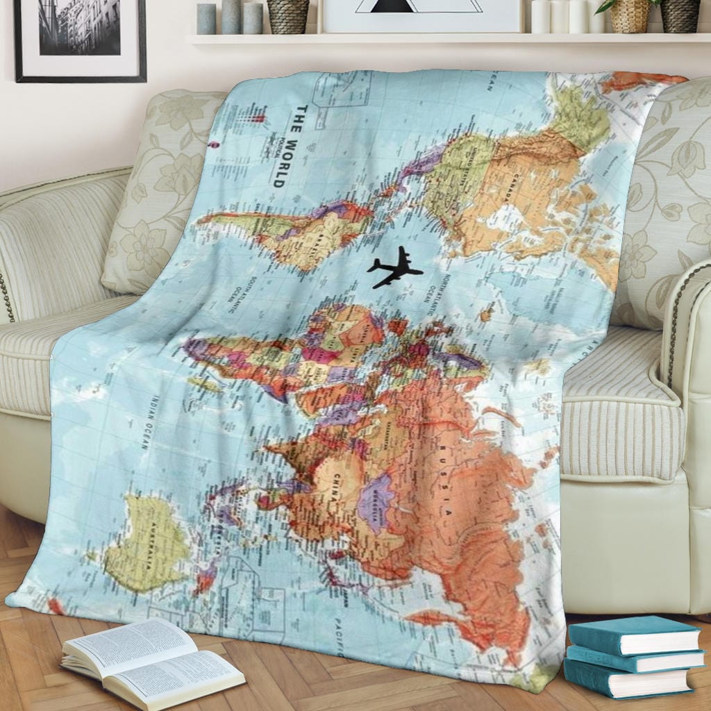 World Map Premium Fleece Blanket