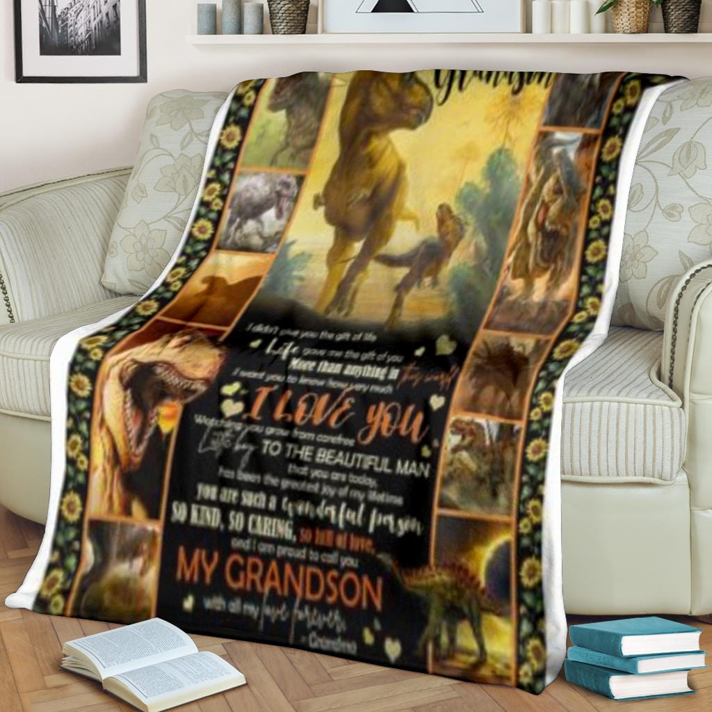 To My Grandson Premium Fleece Blanket