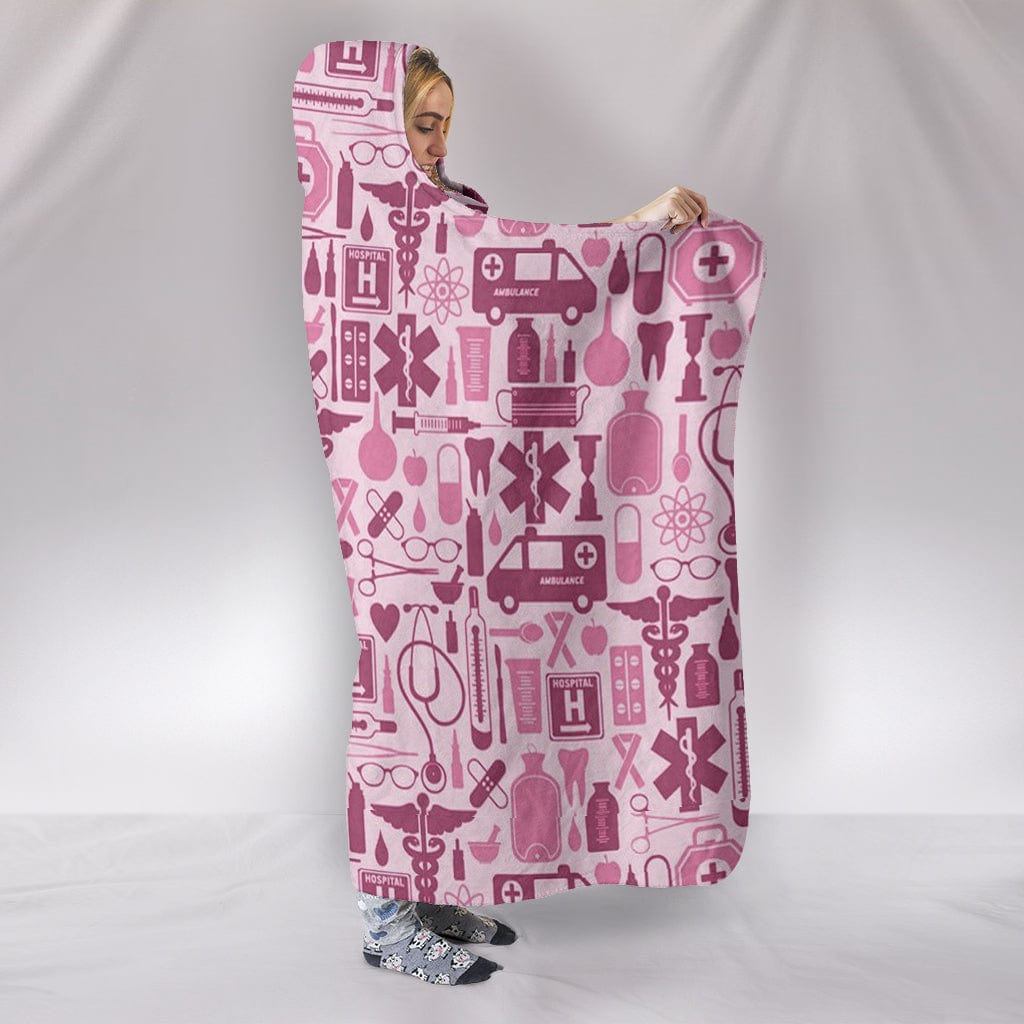 Pink Nurse Tools Hooded Blanket