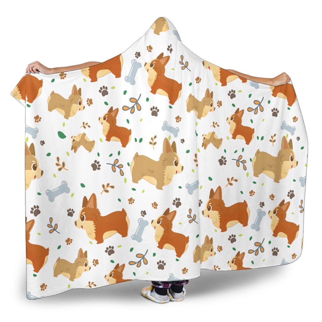 Cute Corgi Dogs Hooded Blanket