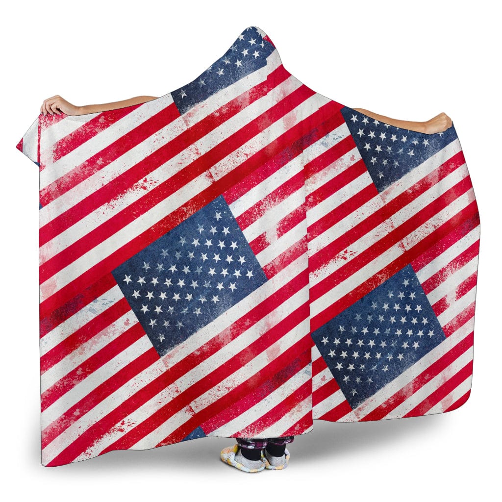 Ultimate American Flag Tiled Hooded Blanket