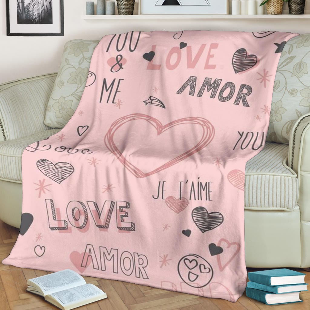 Pink Love Premium Fleece Blanket