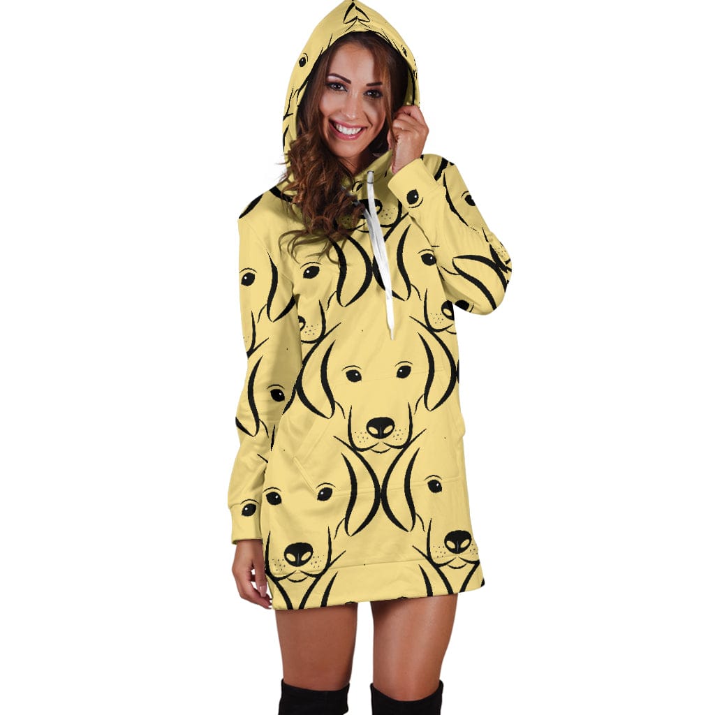 Labrador Face Pattern Hoodie Dress