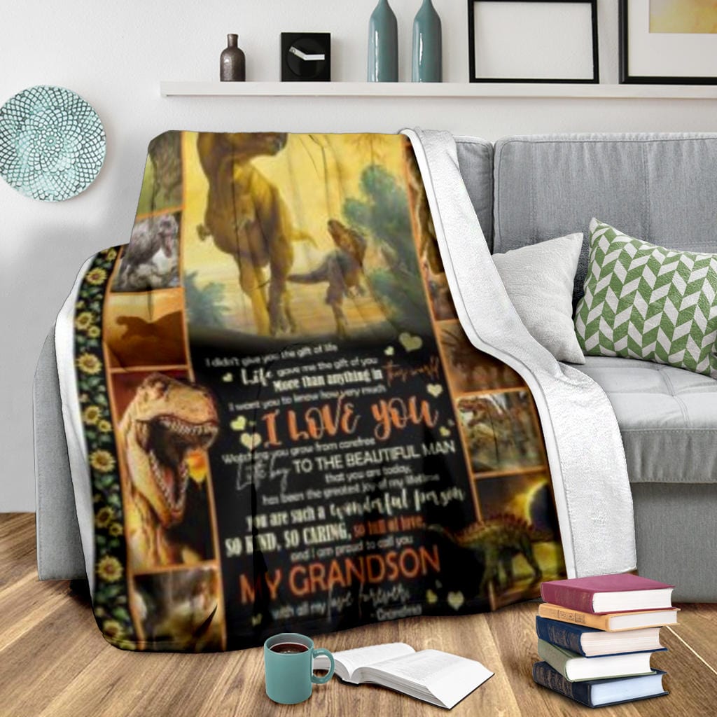 To My Grandson Premium Fleece Blanket