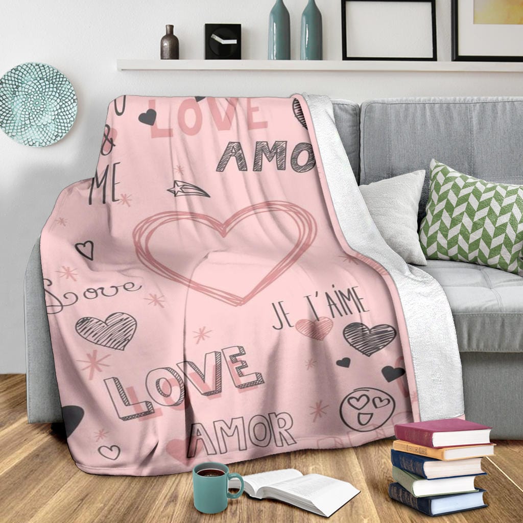 Pink Love Premium Fleece Blanket