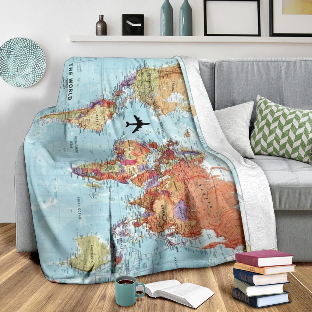 World Map Premium Fleece Blanket